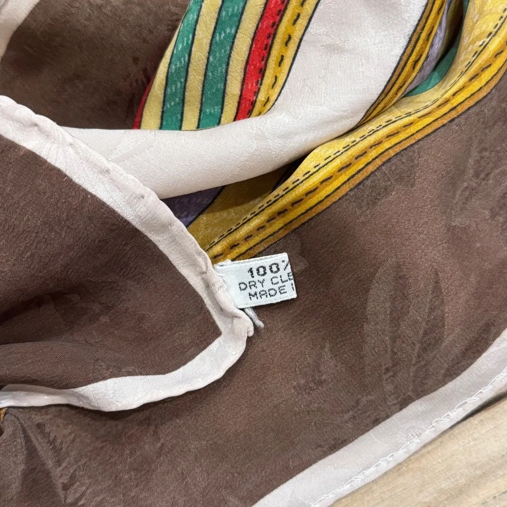 Sangles Silk Scarf Women Brown Multi Equestrian Belt Motif‎ Luxury Designer